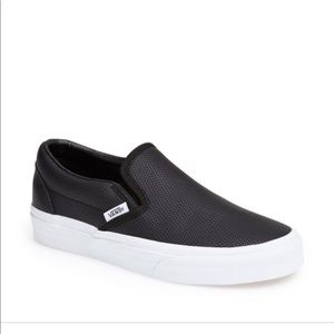 Vans Black Perf-Leather Slips Ons